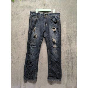 BLACK Men Jeans Low Rise Bootcut Solid Blue Stone Wash W:32 L:32